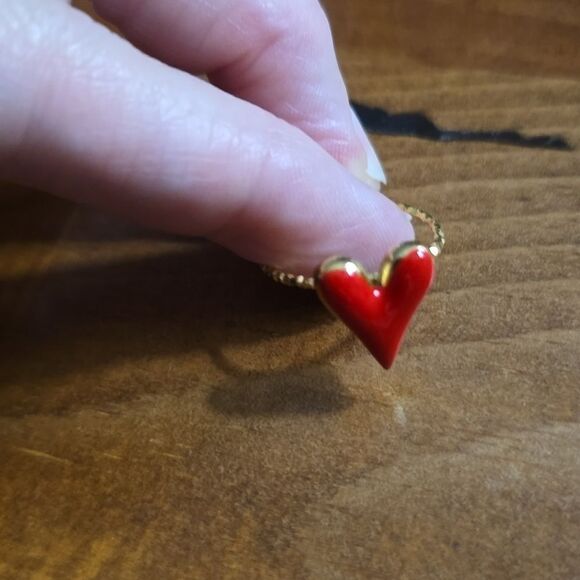 Red Heart ring adjustable 18k gold - Picture 9 of 10